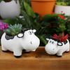 2 Pcs Cow Shaped Resin Planter Animal Succulent Pot Desktop Decoration Cartoon Cow Flower Pot for Mini Plants Flower Cactus