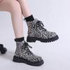 Fashion 2024 Trend New Snow Boots Winter Walking Mujer Goth Motorcycle Boots Leopard Print Thick Sole Thick Sole Anti-slip  Women Boots