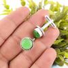Green Cat's Eye Gemstone 925 Sterling Silver Jewelry Handcrafted Cufflinks 0.51" CL-3-22