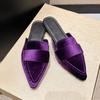 Fashion New Flats Mules Shoes Pointed Toe Women Slippers New Suede Summer Flip Flops  Casual Walking Fashion Slides Female Zapatillas