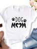 Women T Shirt Dog Mom PAW Print Tshirt Women Short Sleeve O Neck Loose T-shirt Ladies Causal Tee Shirt Clothes Tops