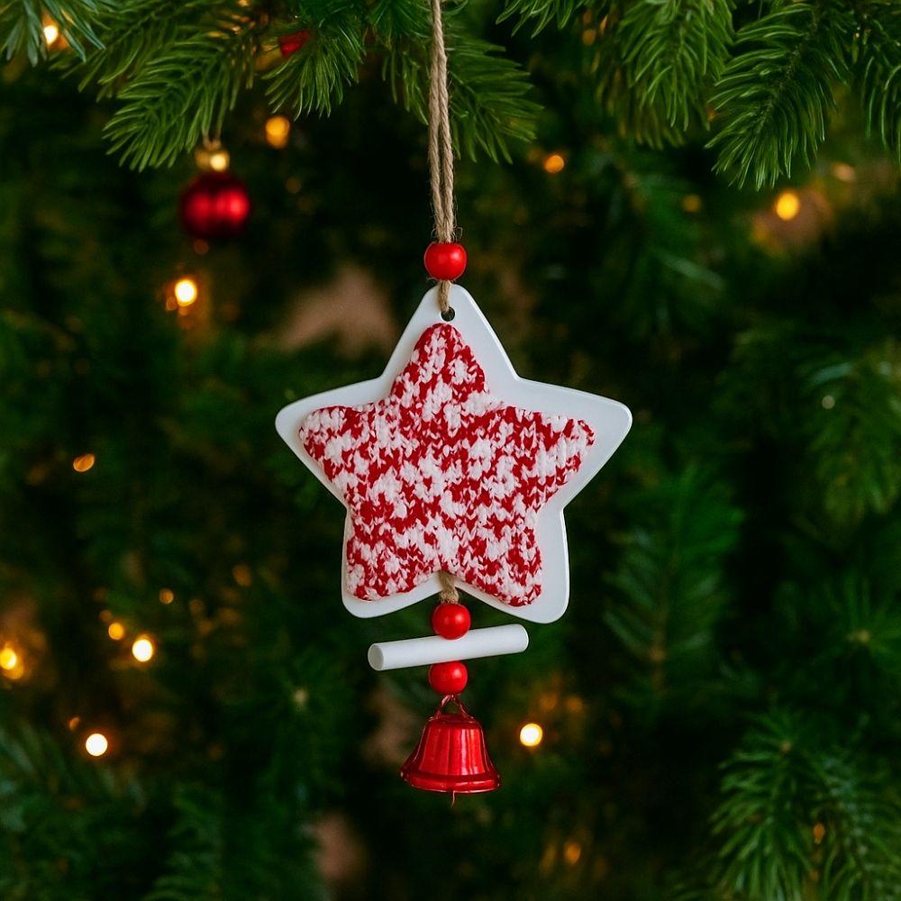 Decorative Christmas Bells Pendants Wood Star Car Ornament Outdoor Decor