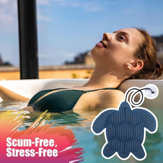 1/2Pcs Turtle Hot Tub Scum Absorber with Suction Cup Reusable Spa Hot Tub Cleaner Swimming Pool Floating Oil Absorbing Filtering Scum Sponge