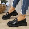 Foreign Trade Large Size 2025 Small Leather Shoes Women's 2025 British Style One-pedal Thick-soled Thick-heeled Fashion Loafers