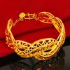 Gold Color Cart Flower Jewelry Hollow Out Fried Dough Twists Bracelet Women's Vintage Open Bracelet Jewelry