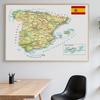 Decorative Picture Spanish Map Background Cloth-Spain Map-Line Map for Travel,Educational Tool,Photo Shoot Background