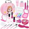VBACALA Pretend Play Makeup Toy for Uncolored Makeup Pretend Play Toy with Storage Birthday Gift Girls, Set, Plastic, Lipstick, Mirror, Eyeshadow,
