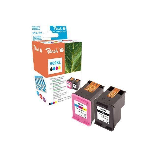 Peach Pack of 2 Black, Color (cyan, Magenta, Yellow) Remanufactured Ink Cartridge (alternative for : HP C2P05AE, HP C2P07AE,…