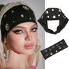 AWAYTR Punk Girl Hollowed Out Eyelets Wide Elastic Headband Stretchy Metal Rock Sports Grommet Headband Hair Accessories