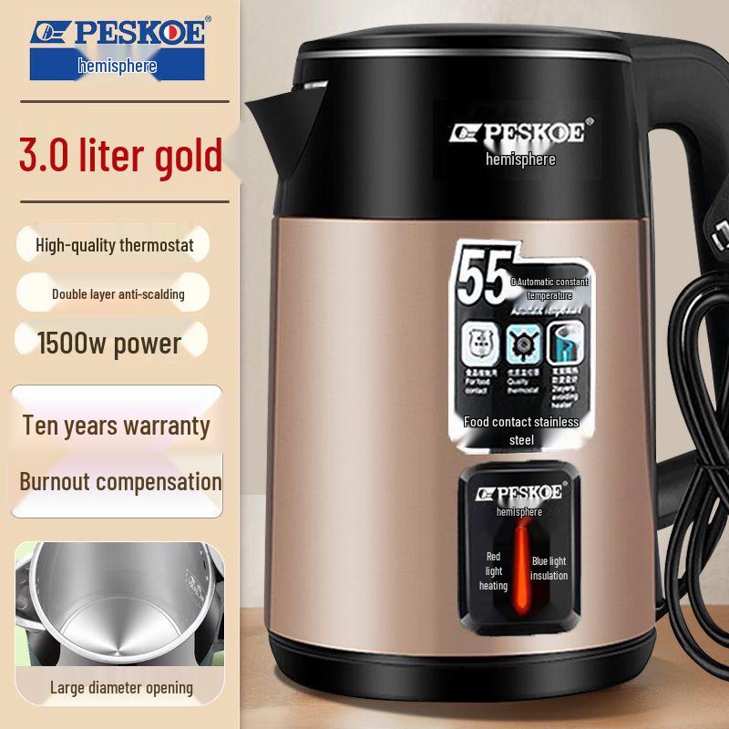 3.0L Electric Kettle: Large Capacity, Auto Temperature, Durable, Ideal for Dorms and Homes