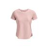 Solid Back Hollow Print Mesh Breathable Running Short Sleeve T-Shirt Women Tops Vintage-Pink 1369800-676
