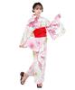 Yukata Change Set Heiko Junior Girls Plum [KYOETSU] Set, Yukata, Two-Part Type, Girls, Unbleached, Weave, 3-piece (Yukata, Obi, Geta), (3.Edo