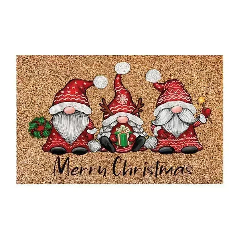 Merry Christmas Welcome Doormat Winter Non-Slip Rubber Backed Floor Mat for Home Indoor Outdoor Entrance Decoration