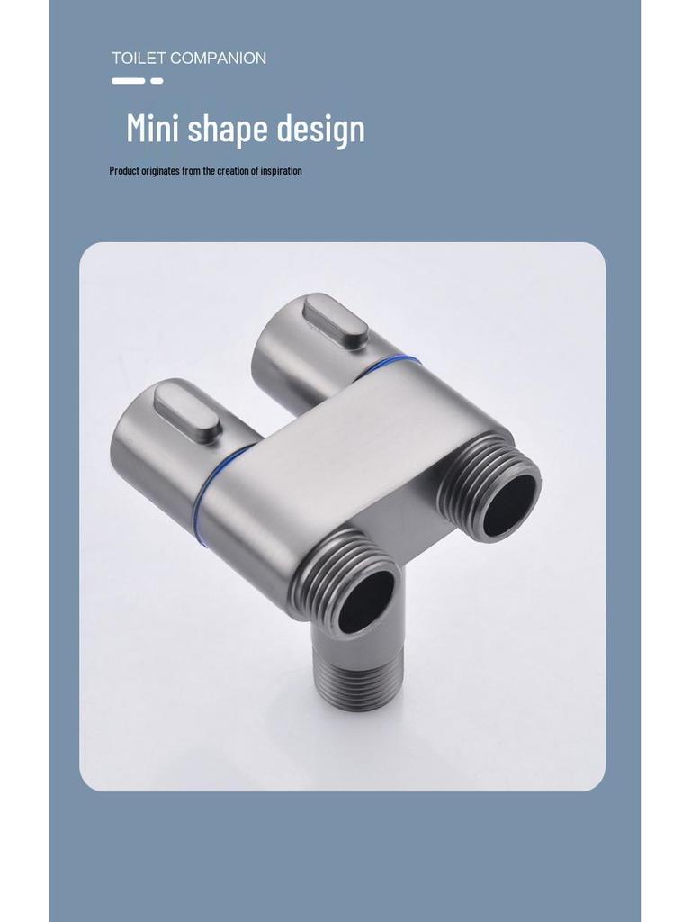 Dual Control Copper Angle Valve Set with Adjustable Pressure Spray Gun for Household Cleaning.