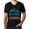 Men’s Vintage Tee Shirt Graphic T Shirt V Neck Wilderness KESERWAN Deep Black