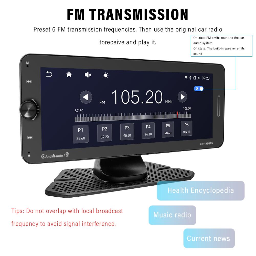 Portable 6.9 Inch Car Radio Wireless Carplay Display HD IPS Touch Screen Player Mirror Link FM BT DSP AUX Built-in Youtube