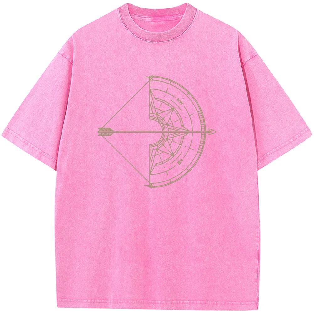 Shooter Men's Short-Sleeved T-shirt Summer Washed T-Shirt O-Neck Cotton Bleached T-shirt Vintage Summer Bleach T Shirt