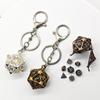 1 Set 20-sided Hollow Metal Dice Keychain DND Polyhedral Dice Keychain RPG Game