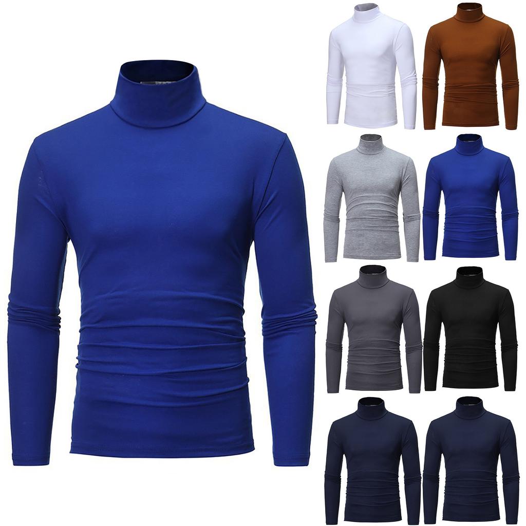 Men's Autumn Winter Turtleneck Long Sleeve Slim Pullover Sweater Blouse Top