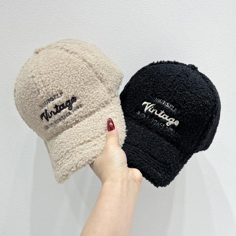 Embroidery Warm Winter Baseball Cap for Men and Women, 100% Polyester, Adjustable Thanksgiving Occasion Outdoor Travel Hat with Soft Lamb