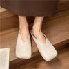 Fashion Brown Baotou Vintage Mules Women's Autumn New Flat Square Toe Fitting Room Lazy Suede Half Slippers