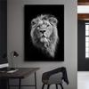 Canvas Black and White Ferocious Lion Canvas Art Painting Posters Prints Scandinavian Cuadros Wall Art Picture for Living Room