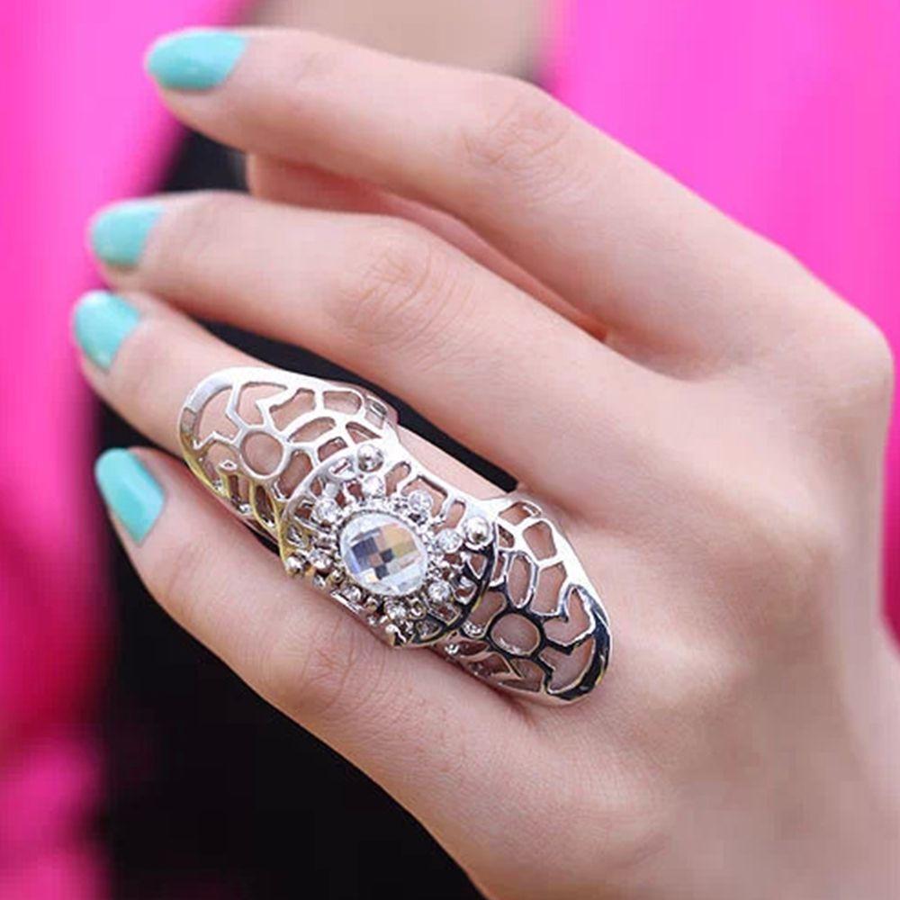 Cool Punk Rings Hollow Scroll Joint Fashion Jewelry for Women /Men Ring Full Finger Claw Rings