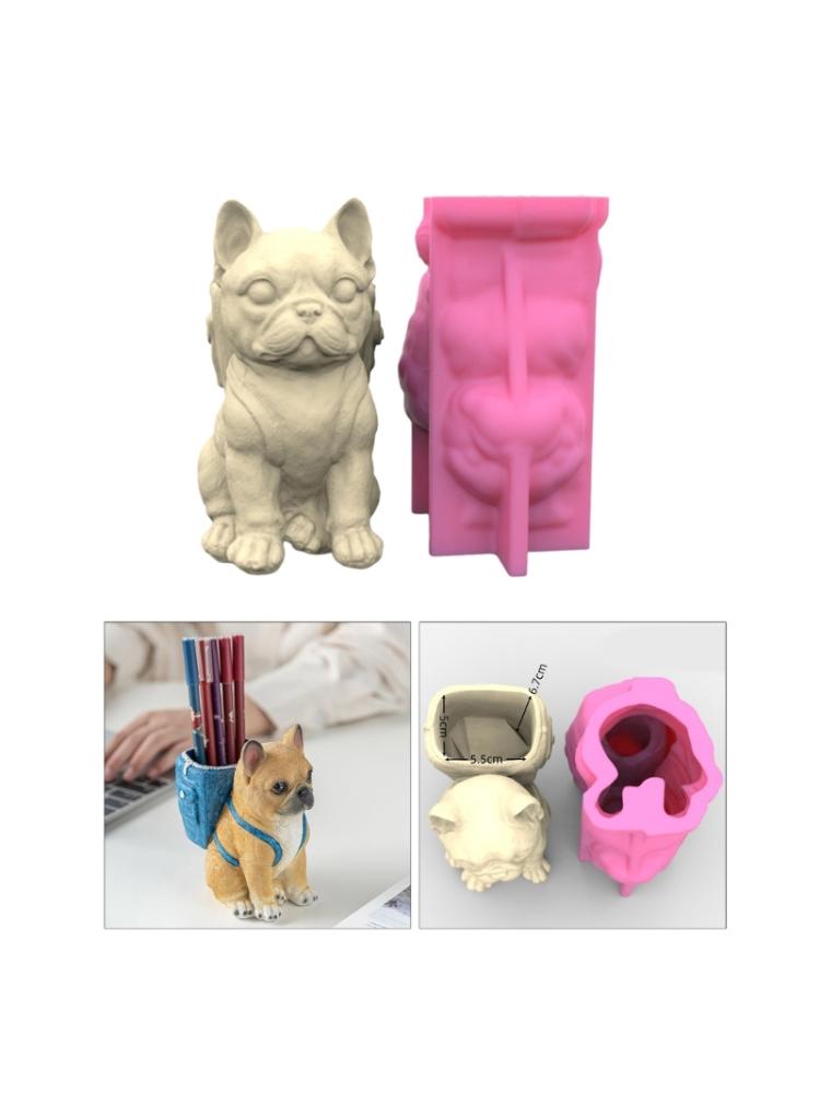 Unique Silicone Mould 3D Flower  Molds Cute Dog Shaped Pen Holder Moulds for  Succulent  and Pen Holder