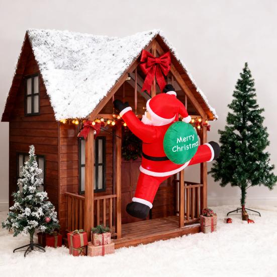 Christmas Inflatable Santa Claus Outdoor Decoration Large Lighted Blow Up Santa with Built-in LED Light for Front Back Yard Garden Lawn Outside Decor