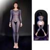 Women Sexy Oil Shiny Glossy Bodysuit Sheer Mesh Transparent Jumpsuit Crotchless Leotard Erotic Lingerie Elastic Underwear