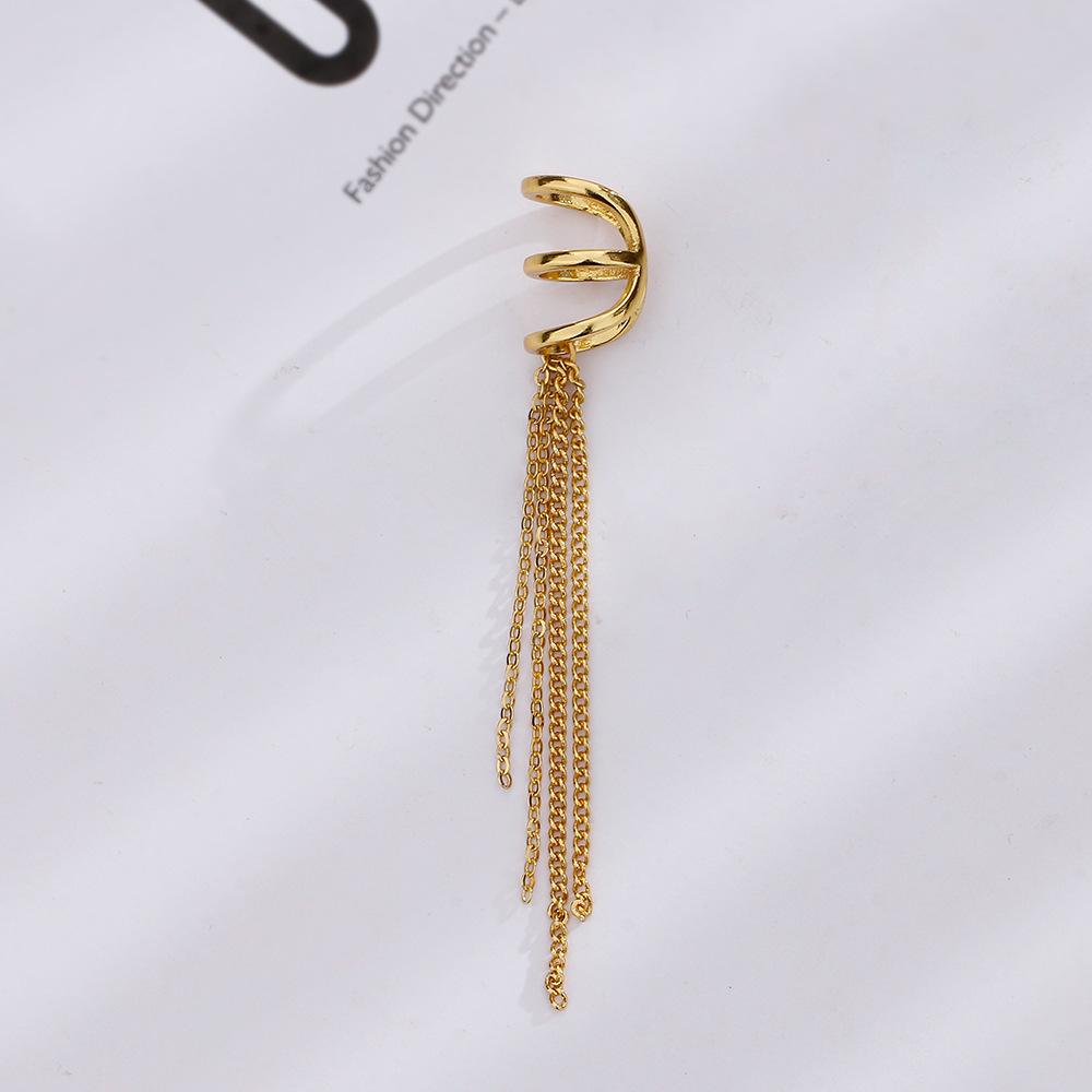 Trend Three-Layer Fringed Ear Clips, No Ear Piercings, Cold Wind Long Chain Earrings, Temperament Elf Ear Clips