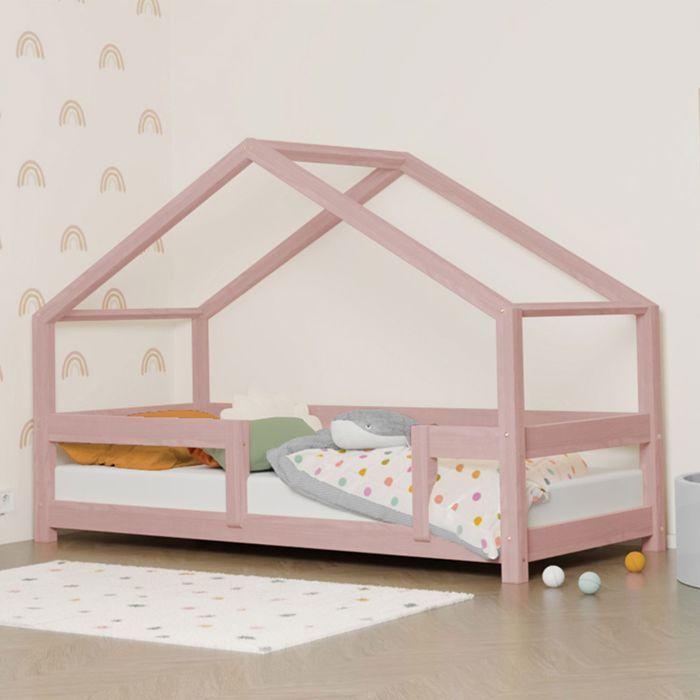 Lit cabane enfant LUCKY 120 x 190 rose pastel