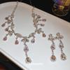 Elegant Diamond Water Drop Tassel Necklace & Earrings Set - Luxurious Fashion Jewelry Collection