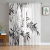 Bamboo Carp Chinese Ink Painting Tulle Curtains For Living Room Bedroom Kitchen Decoration Chiffon Sheer Voile Window Curtains