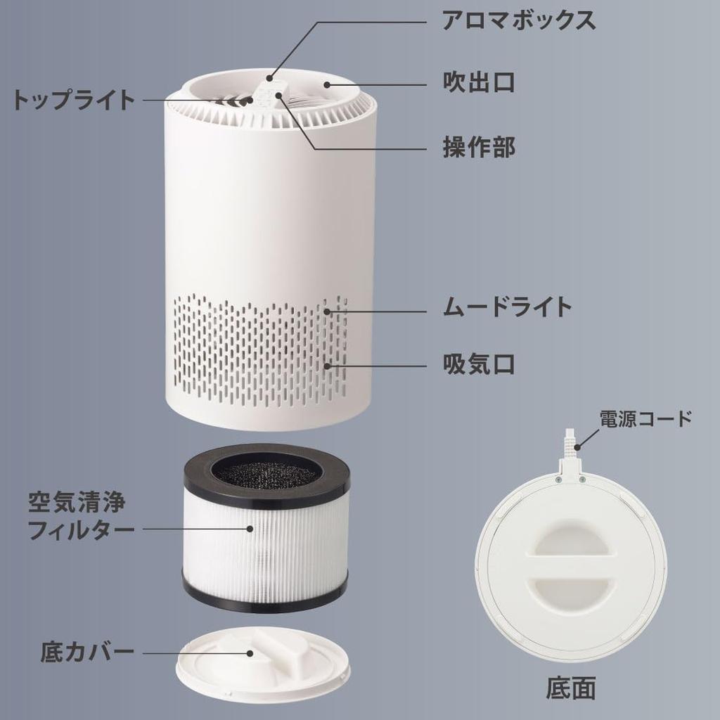 Ohm Electric Air Purifier 7 Tatami Mats with Light Aroma Function Stylish Fashionable White OHM AP-601-W 08-3316