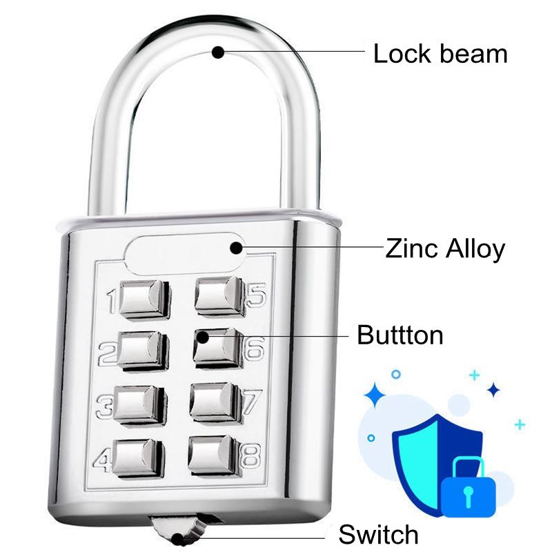 8 Position Push Button Combination Padlock,5 Position Locking Mechanism,Gym Locker Toolbox Combination Padlock