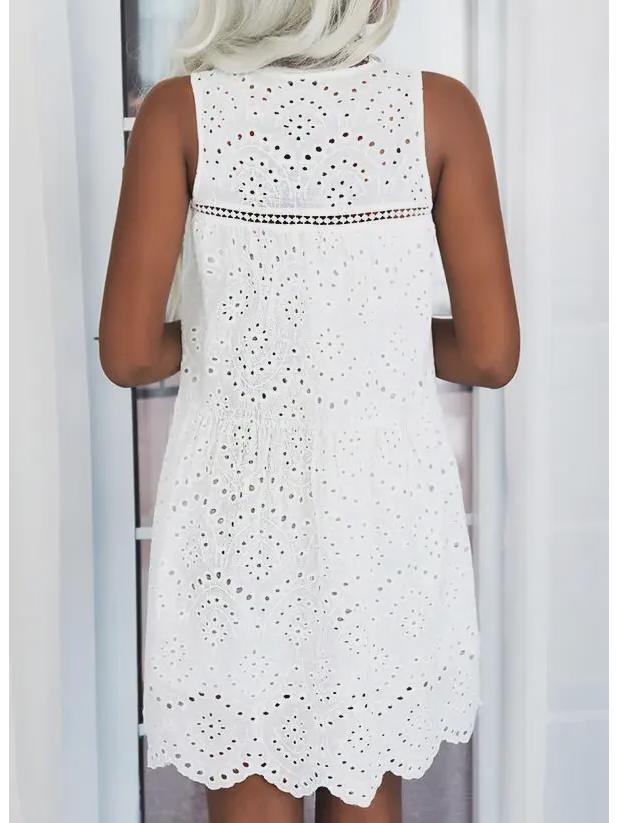 European & American Sleeveless Hollow Lace Spring/Summer Dress 2022