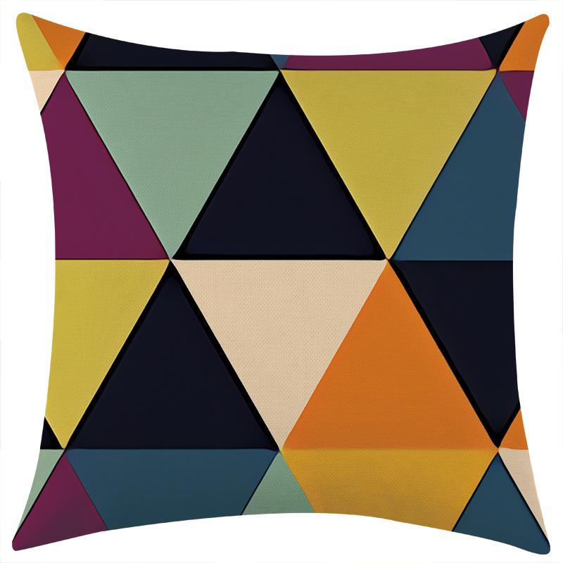 New Color Triangular Geometric Abstract Linen Pillowcase for Car Sofa Lumbar Pillow Cushion