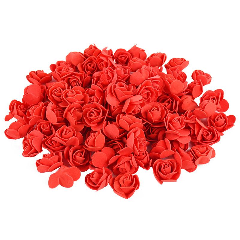 200Pcs Teddy Bear Roses 3cm PE Foam Rose Head Artificial Flower Home Decorative Wreath Wedding Valentines Day DIY Gift