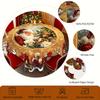 Yousheng Christmas Round Tablecloth 60 Inch Wrinkle-Free Santa Claus Table Cover Retro Tablecloth Winter Decoration for Home Dining Table