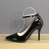 Fashion Aphixta 7cm 10cm 12cm Heels Buckle Women Pointed Toe Pumps Patent Leather Shoes Stiletto Heels Office Pump Super Big Size 33-50