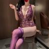 Sex Underwear Pure Desire Mesh Purple One-piece Pajamas Sexy Passion Breast Uniform Pure Desire To Flirt Small Breasts Show Big