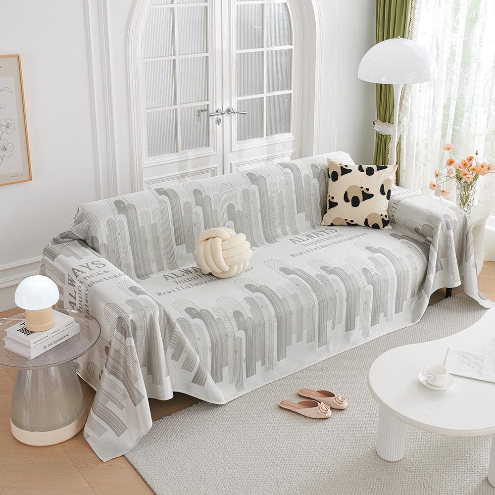 Summer Cool Ice Silk One-Piece Machine Washable Anti-Scratching Sofa Towel Cover Cloth Sofa Cover All-Inclusive Universal Cover