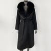 OFTBUY 2024 Autumn Winter Fashion Style Detachable Fox Fur Collar Splicing 100% Wool Coat Women Double-sided Woolen Coat Casual