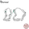 925 Sterling Silver Spirit Snake Ear Buckles Heart Shape Hoop Earrings for Women Party Fine Jewelry