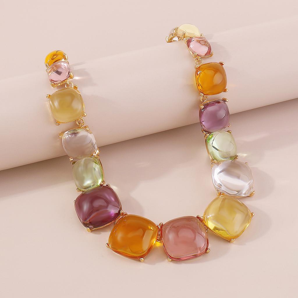 Tooxika Cross-border Trend Jewelry Personality Fashion Exaggerated Geometric Resin Colour Earrings Necklace