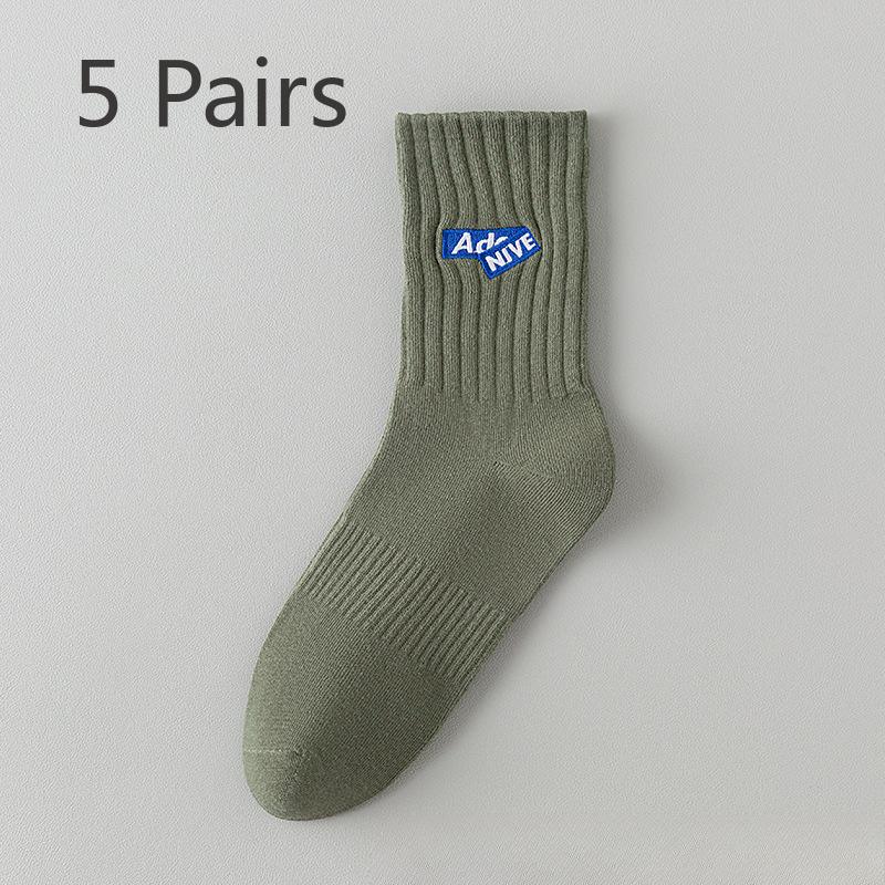 5 Pairs of Men's Autumn Business Trend Deodorant Sports Sweat Absorption Basketball Tube Socks