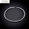 Arrival 925 Silver Fashion 4mm Smooth Round Beads Charm Bracelet Women Jewelry Gift