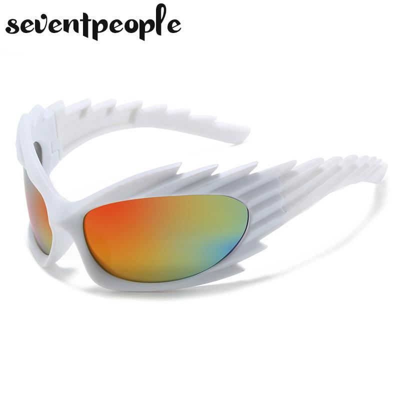 Spike Rectangle Sunglasses Women Men Luxury Brand Designer Fashion Punk Sun Glasses for Male Steampunk Y2K Sports Sunglass