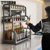 2Layers Spice Rack Seasoning Storage Rack Door Spices Jars Condiments Cutting Board Knife Racks Drain Stand Kitchen Organizer